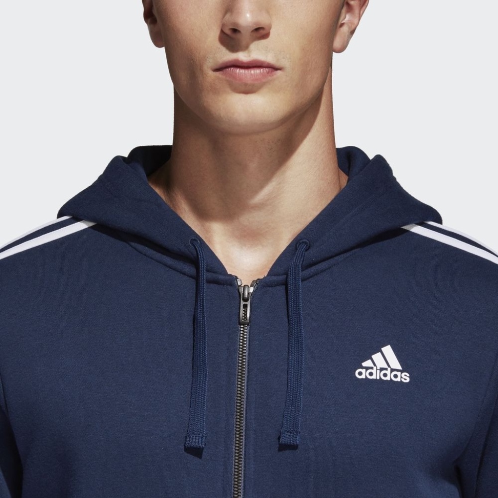 AUTHENTIC ADIDAS FULL ZIP FLEECE NAVY HOODIE S9879 - Picture 2 of 6